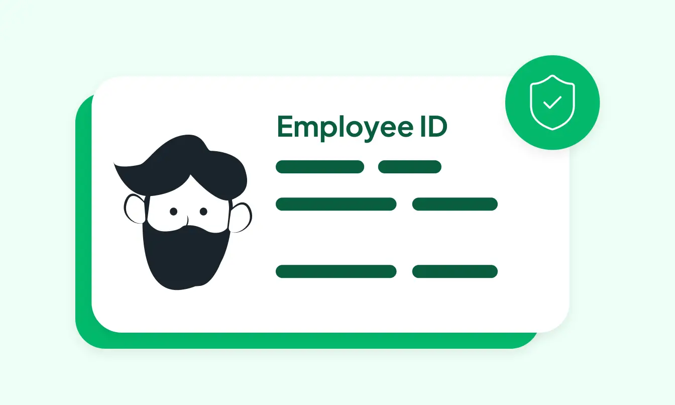An illustration of an anonymous employee ID card with a cartoon avatar, representing the anonymous nature of the ENPS survey.