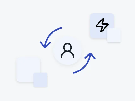 An illustration shows a user icon with two arrows indicating a circular flow