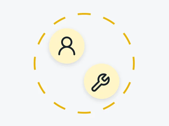 A circle with a person icon and a wrench icon