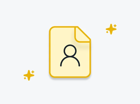 Person icon on a document with sparkles