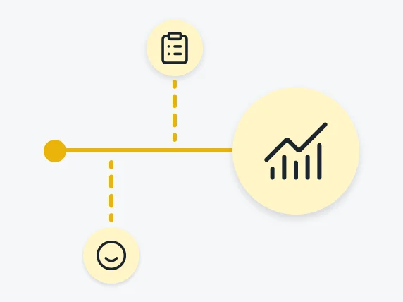 Infographic with clipboard, line graph, and smiley face