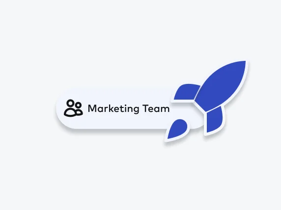 Illustration of a rocket icon and the text Marketing Team