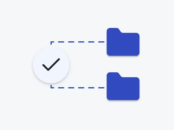 Check mark icon connected to two folder icons