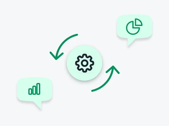 Diagramm mit einem Zahnrad-Icon in der Mitte und darum kreisenden Pfeilen