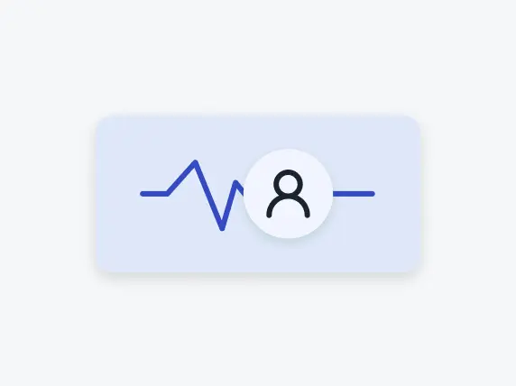 A blue line, like a heartbeat, features a circle with a human icon, subtly reflecting an employee performance appraisal system.