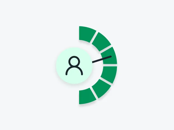 Gauge icon with green segments pointing to a person icon